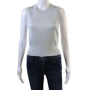 Galvan London Womens Round Neck Sleeveless Pullover Knit Top Blue Size S